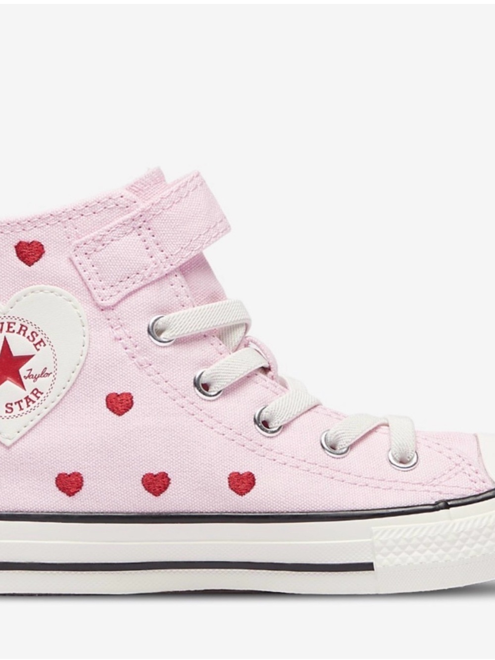 Converse Pink High-Top Sneakers with Red Heart Accents